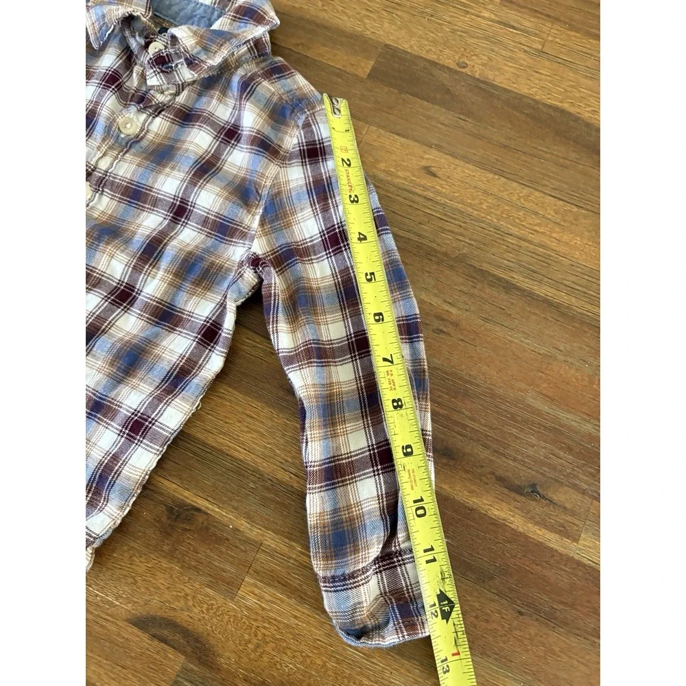 OshKosh B'gosh Flannel Shirt Baby Boys Size 12M Brown Plaid‎ Long Sleeve Woven